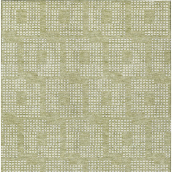 Homeroots 3' Artichoke Green Geometric Washable Indoor Outdoor Area Rug For Stylish Living Spaces & Patios 5' X 8' Polyester 592510