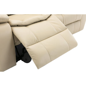 English Elm 1+2+3 Leather reclining sectional set with pocket springs, pillow-top arms, storage, solid frame comfort Cream W791S00004