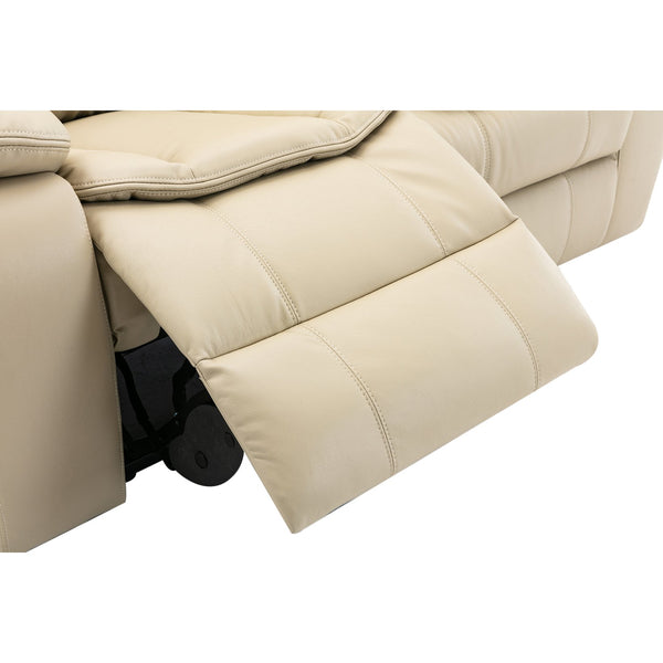 English Elm 1+2+3 Leather reclining sectional set with pocket springs, pillow-top arms, storage, solid frame comfort Cream W791S00004