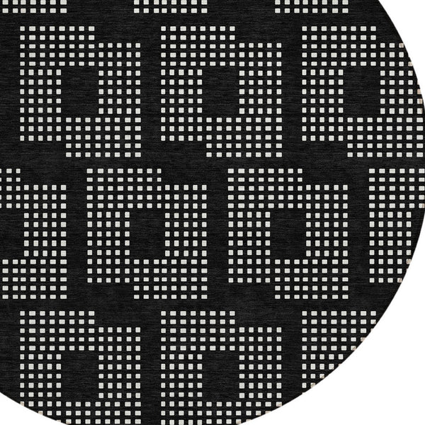 Homeroots 3' Artichoke Green Geometric Washable Indoor Outdoor Area Rug For Stylish Living Spaces & Patios 8' Round Polyester 592517