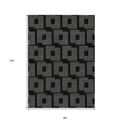 Homeroots 3' Artichoke Green Geometric Washable Indoor Outdoor Area Rug For Stylish Living Spaces & Patios 8' X 10' Polyester 592518