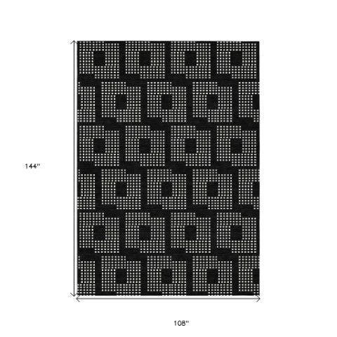 Homeroots 3' Artichoke Green Geometric Washable Indoor Outdoor Area Rug For Stylish Living Spaces & Patios 9' X 12' Polyester 592519