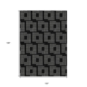 Homeroots 3' Artichoke Green Geometric Washable Indoor Outdoor Area Rug For Stylish Living Spaces & Patios 10' X 14' Polyester 592520