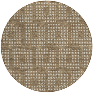 Homeroots 3' Artichoke Green Geometric Washable Indoor Outdoor Area Rug For Stylish Living Spaces & Patios 8' Round Polyester 592523