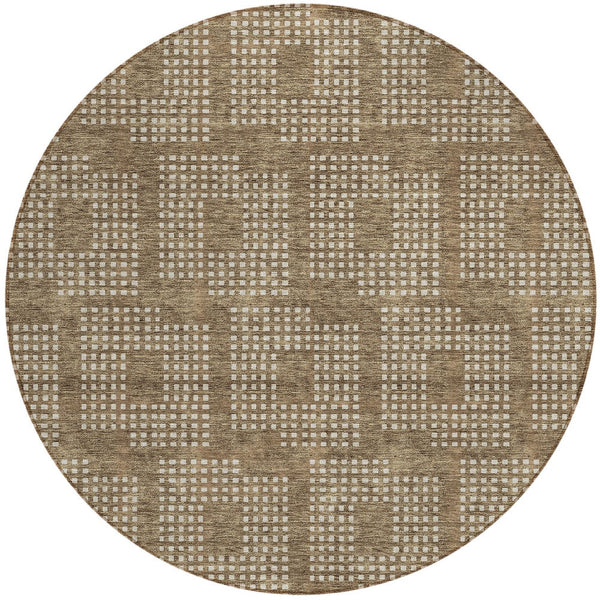 Homeroots 3' Artichoke Green Geometric Washable Indoor Outdoor Area Rug For Stylish Living Spaces & Patios 8' Round Polyester 592523