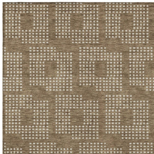 Homeroots 3' Artichoke Green Geometric Washable Indoor Outdoor Area Rug For Stylish Living Spaces & Patios 8' X 10' Polyester 592524