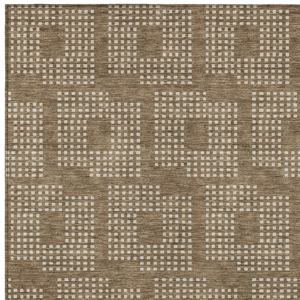 Homeroots 3' Artichoke Green Geometric Washable Indoor Outdoor Area Rug For Stylish Living Spaces & Patios 8' X 10' Polyester 592524