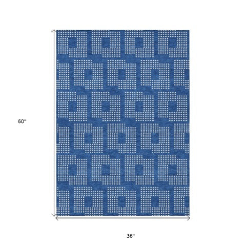 Homeroots 3' Artichoke Green Geometric Washable Indoor Outdoor Area Rug For Stylish Living Spaces & Patios 3' X 5' Polyester 592527