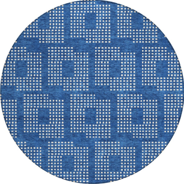 Homeroots 3' Artichoke Green Geometric Washable Indoor Outdoor Area Rug For Stylish Living Spaces & Patios 8' Round Polyester 592529