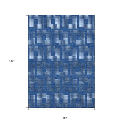 Homeroots 3' Artichoke Green Geometric Washable Indoor Outdoor Area Rug For Stylish Living Spaces & Patios 8' X 10' Polyester 592530