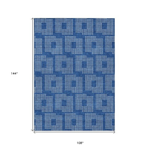 Homeroots 3' Artichoke Green Geometric Washable Indoor Outdoor Area Rug For Stylish Living Spaces & Patios 9' X 12' Polyester 592531