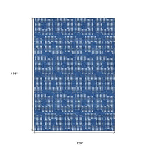 Homeroots 3' Artichoke Green Geometric Washable Indoor Outdoor Area Rug For Stylish Living Spaces & Patios 10' X 14' Polyester 592532