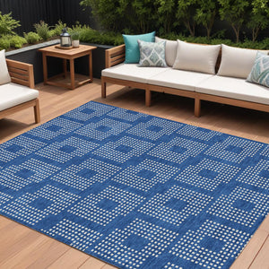 Homeroots 3' Artichoke Green Geometric Washable Indoor Outdoor Area Rug For Stylish Living Spaces & Patios 10' X 14' Polyester 592532