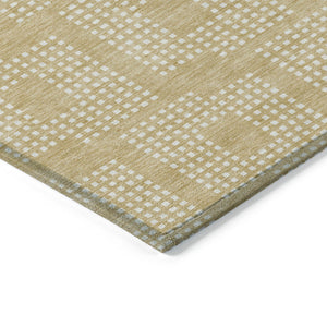 Homeroots 3' Artichoke Green Geometric Washable Indoor Outdoor Area Rug For Stylish Living Spaces & Patios 5' X 8' Polyester 592534