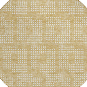 Homeroots 3' Artichoke Green Geometric Washable Indoor Outdoor Area Rug For Stylish Living Spaces & Patios 8' Round Polyester 592535