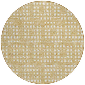 Homeroots 3' Artichoke Green Geometric Washable Indoor Outdoor Area Rug For Stylish Living Spaces & Patios 8' Round Polyester 592535