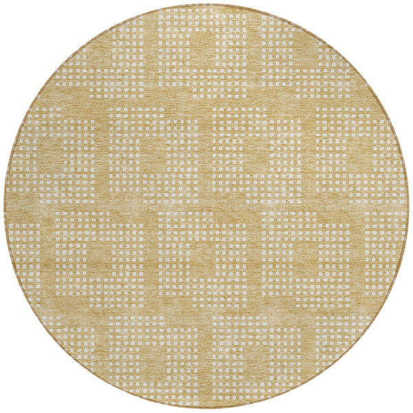 Homeroots 3' Artichoke Green Geometric Washable Indoor Outdoor Area Rug For Stylish Living Spaces & Patios 8' Round Polyester 592535