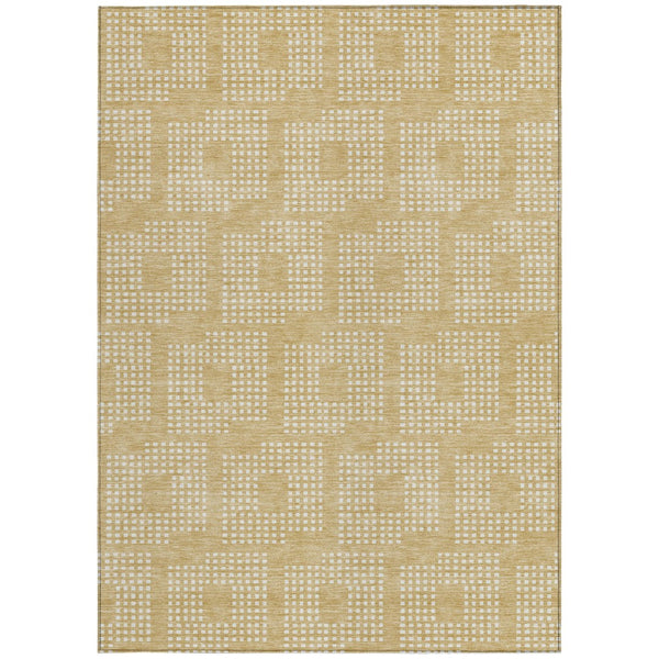Homeroots 3' Artichoke Green Geometric Washable Indoor Outdoor Area Rug For Stylish Living Spaces & Patios 9' X 12' Polyester 592537