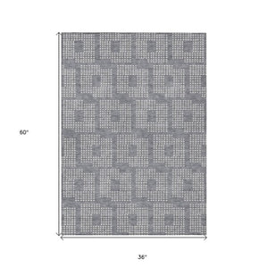 Homeroots 3' Artichoke Green Geometric Washable Indoor Outdoor Area Rug For Stylish Living Spaces & Patios 3' X 5' Polyester 592539