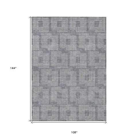 Homeroots 3' Artichoke Green Geometric Washable Indoor Outdoor Area Rug For Stylish Living Spaces & Patios 9' X 12' Polyester 592543