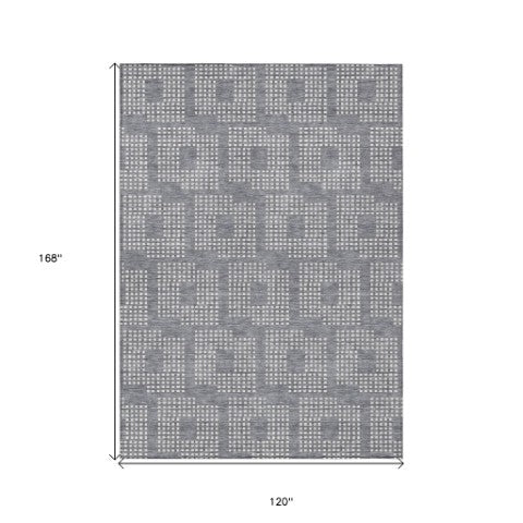 Homeroots 3' Artichoke Green Geometric Washable Indoor Outdoor Area Rug For Stylish Living Spaces & Patios 10' X 14' Polyester 592544