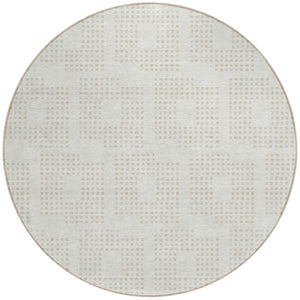 Homeroots 3' Artichoke Green Geometric Washable Indoor Outdoor Area Rug For Stylish Living Spaces & Patios 8' Round Polyester 592547