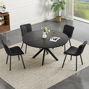English Elm 47 Inch Round Dining Table For 4-6, Mid-Century Modern Wood Table With Sturdy Base & Versatile Use T3623P380322