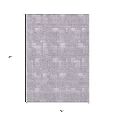 Homeroots 3' Artichoke Green Geometric Washable Indoor Outdoor Area Rug For Stylish Living Spaces & Patios 3' X 5' Polyester 592551