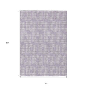 Homeroots 3' Artichoke Green Geometric Washable Indoor Outdoor Area Rug For Stylish Living Spaces & Patios 5' X 8' Polyester 592552