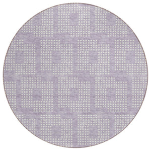 HomeRoots 5' Stylish Lavender and Ivory Geometric Area Rug for Indoor and Outdoor Use – Durable, Washable Design 8' Round 592553