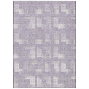 HomeRoots 9' Stylish Lavender and Ivory Geometric Indoor Outdoor Area Rug - Durable, Washable, and Chic Design 9' X 12' 592555
