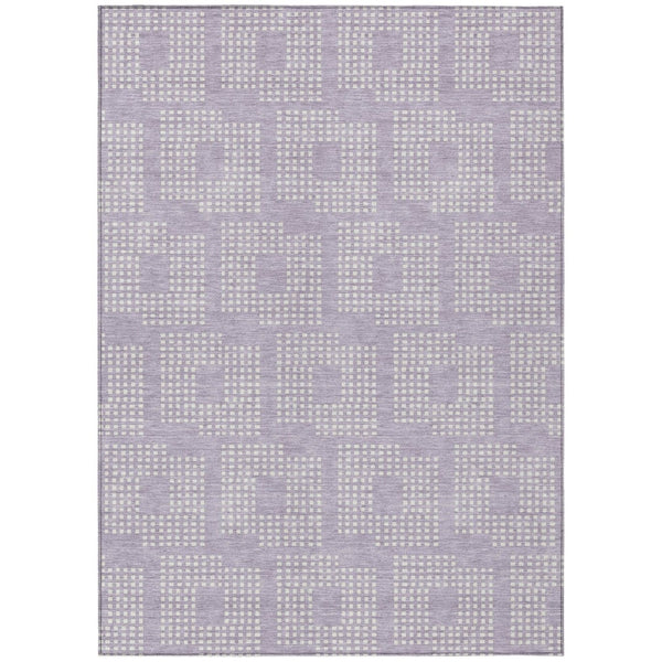 HomeRoots 9' Stylish Lavender and Ivory Geometric Indoor Outdoor Area Rug - Durable, Washable, and Chic Design 9' X 12' 592555