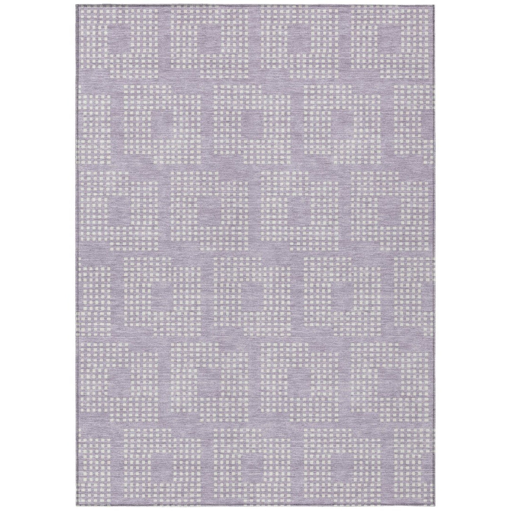 HomeRoots 5' Stylish Lavender and Ivory Geometric Area Rug for Indoor and Outdoor Use – Durable, Washable Design 10' X 14' 592556
