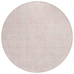 HomeRoots 5' Stylish Pink and Ivory Geometric Area Rug for Indoor and Outdoor Use – Durable, Washable Design 8' Round 592559