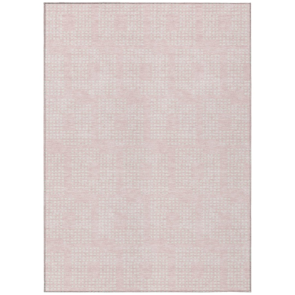 HomeRoots 9' Washable Pink and Ivory Geometric Area Rug for Indoor and Outdoor Spaces – Durable, Stylish Accent 9' X 12' 592561