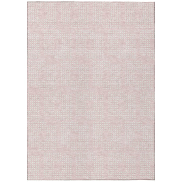 HomeRoots 5' Stylish Pink and Ivory Geometric Area Rug for Indoor and Outdoor Use – Durable, Washable Design 10' X 14' 592562
