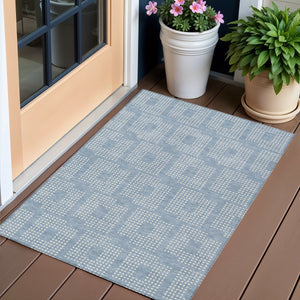 Homeroots 3' Artichoke Green Geometric Washable Indoor Outdoor Area Rug For Stylish Living Spaces & Patios 3' X 5' Polyester 592563