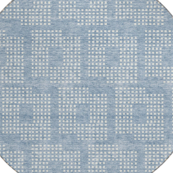 Homeroots 3' Artichoke Green Geometric Washable Indoor Outdoor Area Rug For Stylish Living Spaces & Patios 8' Round Polyester 592565