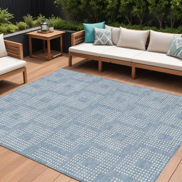 Homeroots 3' Artichoke Green Geometric Washable Indoor Outdoor Area Rug For Stylish Living Spaces & Patios 9' X 12' Polyester 592567