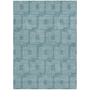 Homeroots 3' Artichoke Green Geometric Washable Indoor Outdoor Area Rug For Stylish Living Spaces & Patios 3' X 5' Polyester 592575