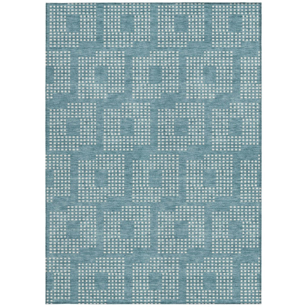 Homeroots 3' Artichoke Green Geometric Washable Indoor Outdoor Area Rug For Stylish Living Spaces & Patios 3' X 5' Polyester 592575