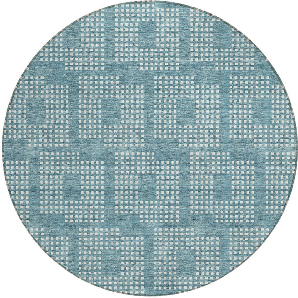 Homeroots 3' Artichoke Green Geometric Washable Indoor Outdoor Area Rug For Stylish Living Spaces & Patios 8' Round Polyester 592577