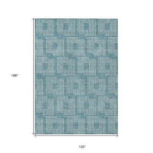 Homeroots 3' Artichoke Green Geometric Washable Indoor Outdoor Area Rug For Stylish Living Spaces & Patios 10' X 14' Polyester 592580