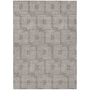 HomeRoots 5' Durable Taupe and Ivory Geometric Area Rug for Indoor/Outdoor Use - Machine Washable, Versatile Style 8' X 10' 592584