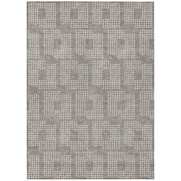 HomeRoots 5' Durable Taupe and Ivory Geometric Area Rug for Indoor/Outdoor Use - Machine Washable, Versatile Style 8' X 10' 592584