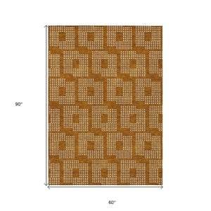Homeroots 3' Artichoke Green Geometric Washable Indoor Outdoor Area Rug For Stylish Living Spaces & Patios 5' X 8' Polyester 592588