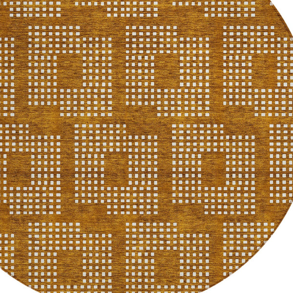 Homeroots 3' Artichoke Green Geometric Washable Indoor Outdoor Area Rug For Stylish Living Spaces & Patios 8' Round Polyester 592589