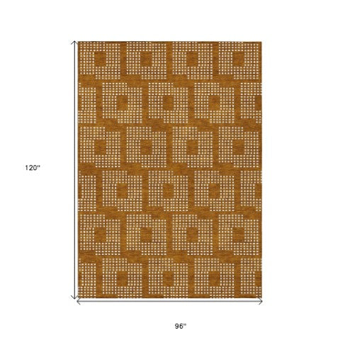 Homeroots 3' Artichoke Green Geometric Washable Indoor Outdoor Area Rug For Stylish Living Spaces & Patios 8' X 10' Polyester 592590