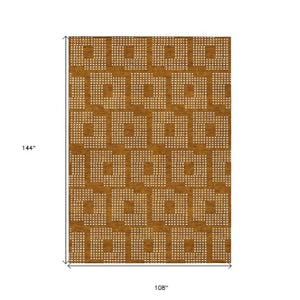 Homeroots 3' Artichoke Green Geometric Washable Indoor Outdoor Area Rug For Stylish Living Spaces & Patios 9' X 12' Polyester 592591