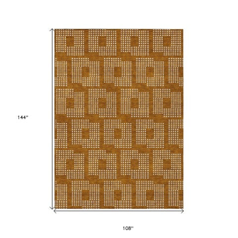 Homeroots 3' Artichoke Green Geometric Washable Indoor Outdoor Area Rug For Stylish Living Spaces & Patios 9' X 12' Polyester 592591